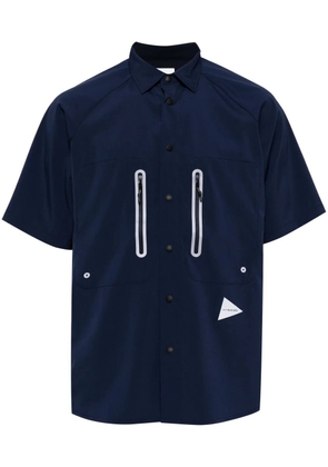 and Wander logo-print panelled shirt - Blue