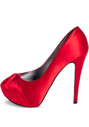 Gina pre-owned 130mm Gina satin platform pumps - Red