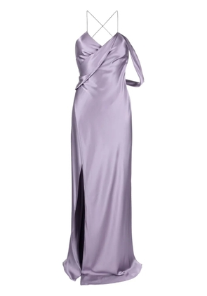 Michelle Mason V-neck side-slit silk maxi dress - Purple