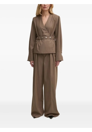 Gestuz wrap-effect belted top - Brown