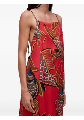 Osklen Baloon Peixe open-back maxi dress - Red