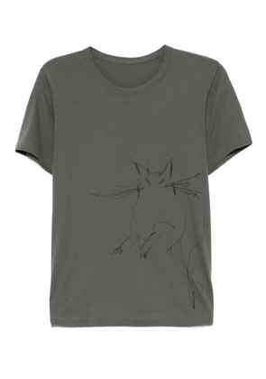 Y's animal-print cotton T-shirt - Grey