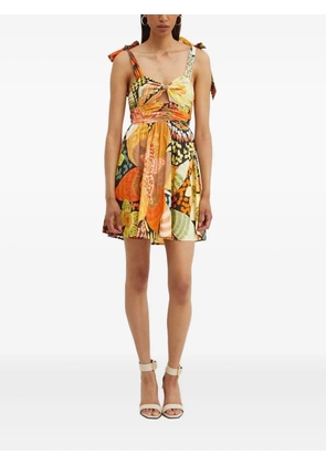NEVER FULLY DRESSED tie-strap floral print mini dress - Yellow
