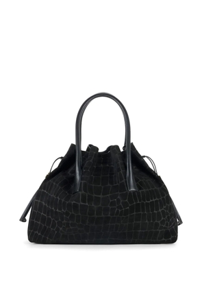 Elisabetta Franchi crocodile print bowling tote bag - Black