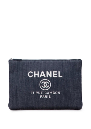 CHANEL Pre-Owned 2015-2016 Large Denim Deauville O Case clutch bag - Blue