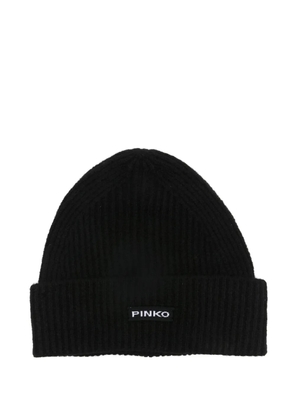 PINKO logo-detail beanie - Black