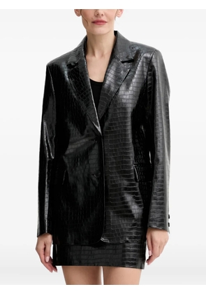 Isabelle Blanche crocodile-embossed button-up blazer - Black