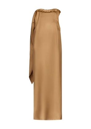 LouLou de Saison Susan twisted-collar midi dress - Brown