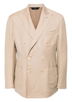 Brioni double-breasted linen-blend blazer - Neutrals
