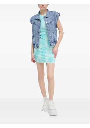 HUGO tie-dye logo mini dress - Blue