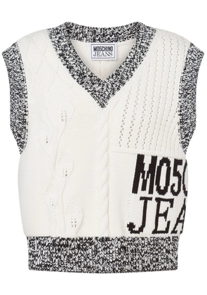MOSCHINO JEANS intarsia-knit logo top - White