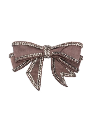 Vanisè crystal-embellished bow brooch - Brown