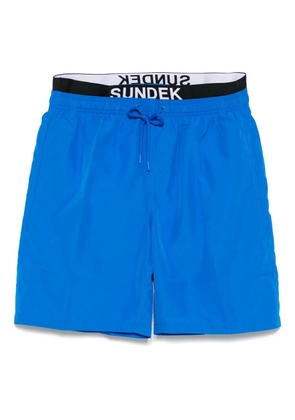 Sundek logo-waistband swim shorts - Blue