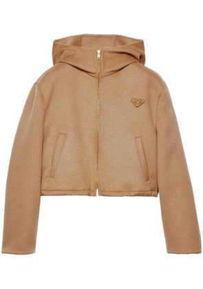 Prada triangle-logo blouson jacket - Brown