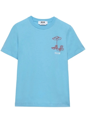 MSGM embroidered-motif T-shirt - Blue