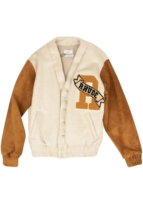 RHUDE 'Beige/Tan' suede bomber jacket - Neutrals