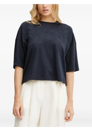 BOSS floral-embroidered T-shirt - Blue