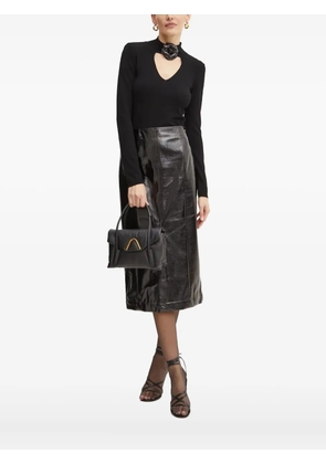 SIMONA CORSELLINI floral-embellished keyhole neck top - Black