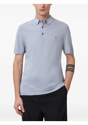 AllSaints embroidered short-sleeved polo shirt - Blue