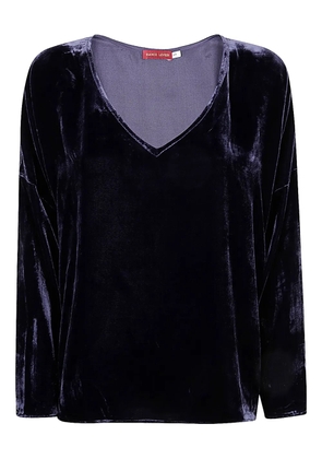 Bianco Levrin velvet v-neck top - Purple
