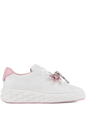 Jimmy Choo Diamond Light Maxi F crystal-bow sneakers - White