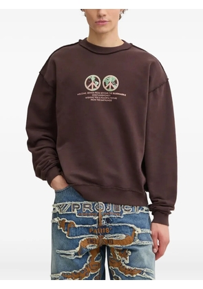 BLUEMARBLE peace-globe print sweatshirt - Brown