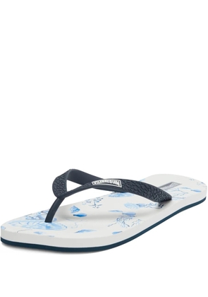 Vilebrequin beach-print flip flops - White