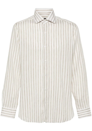 Barba spread-collar striped shirt - White