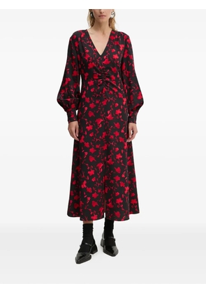Gestuz floral balloon-sleeve dress - Black