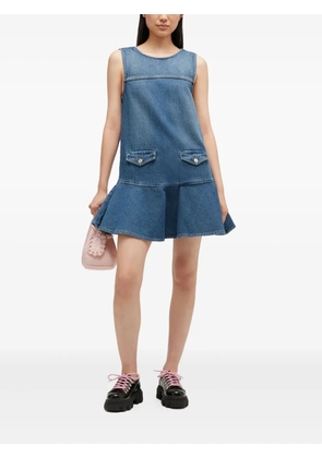 GANNI pocket ruffled mini dress - Blue