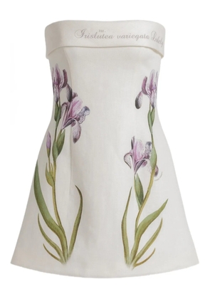 Alberta Ferretti strapless floral print dress - Neutrals
