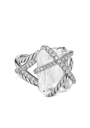 David Yurman sterling silver Cable Wrap crystal and diamond ring (18mm) - White