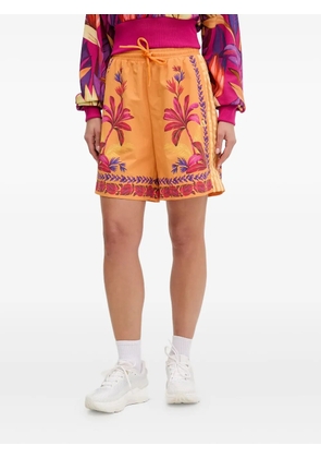 adidas tropical-print side-stripe shorts - Orange