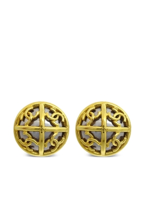 CHANEL Pre-Owned 1993 faux-pearl CC clip-on earrings - Gold
