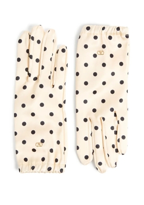Valentino Garavani VLogo Signature polka dot-print gloves - Neutrals