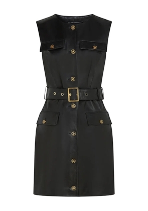 Karl Lagerfeld belted button-fastening leather dress - Black