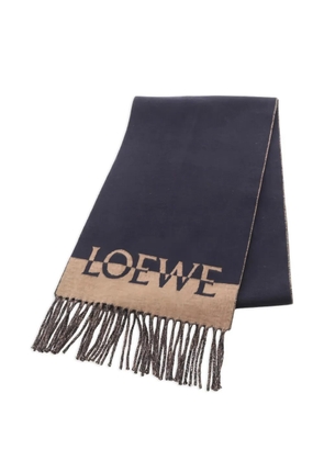 Loewe Pre-Owned 2010s logo fringed scarf - Blue