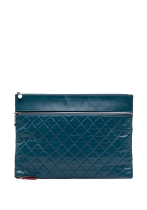 CHANEL Pre-Owned 2013-2014 CC Quilted Lambskin Multi Zip clutch bag - Blue