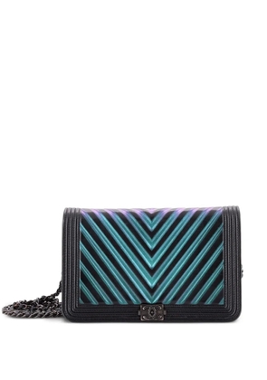 CHANEL Pre-Owned Boy Wallet on Chain Chevron Painted Calfskin crossbody bag - Black