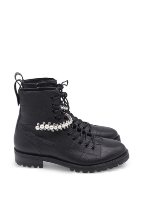 Jimmy Choo Pre-Owned crytal-embellished lace-up boots - Black