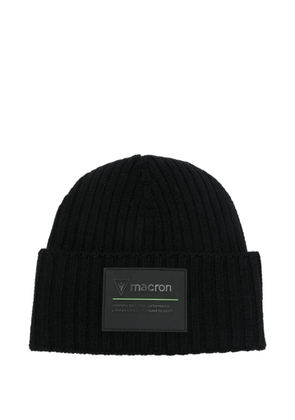 MACRON ribbed logo-patch beanie - Black