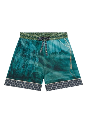Pierre-Louis Mascia landscape-print drawstring shorts - Green