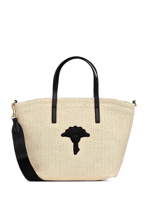 Joop! Raffia-texture embroidered tote bag - Neutrals