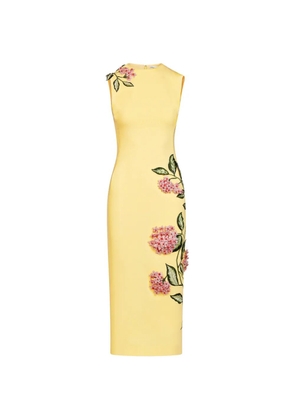Oscar de la Renta flower-embroidered sleeveless midi dress - Yellow