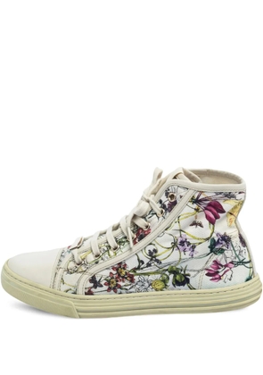 Gucci Pre-Owned floral high top sneakers - White