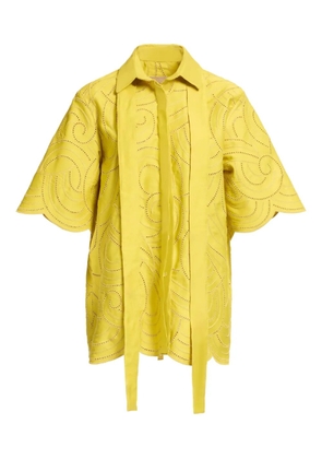 Elie Saab swirl-embroidered shirt - Yellow