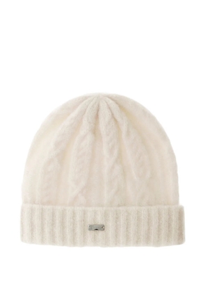 Herno cable-knit beanie - White