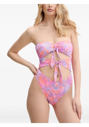 GUESS USA paisley-print cut-out swimsuit - Orange