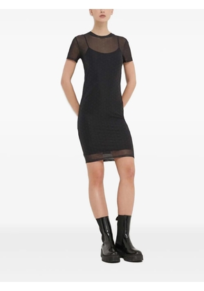 HUGO logo-print mesh dress - Black