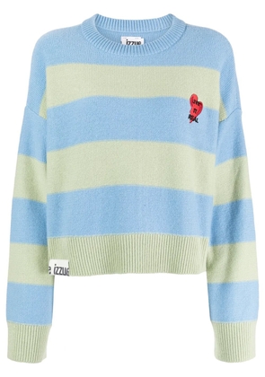 izzue heart-patch wool-blend jumper - Blue